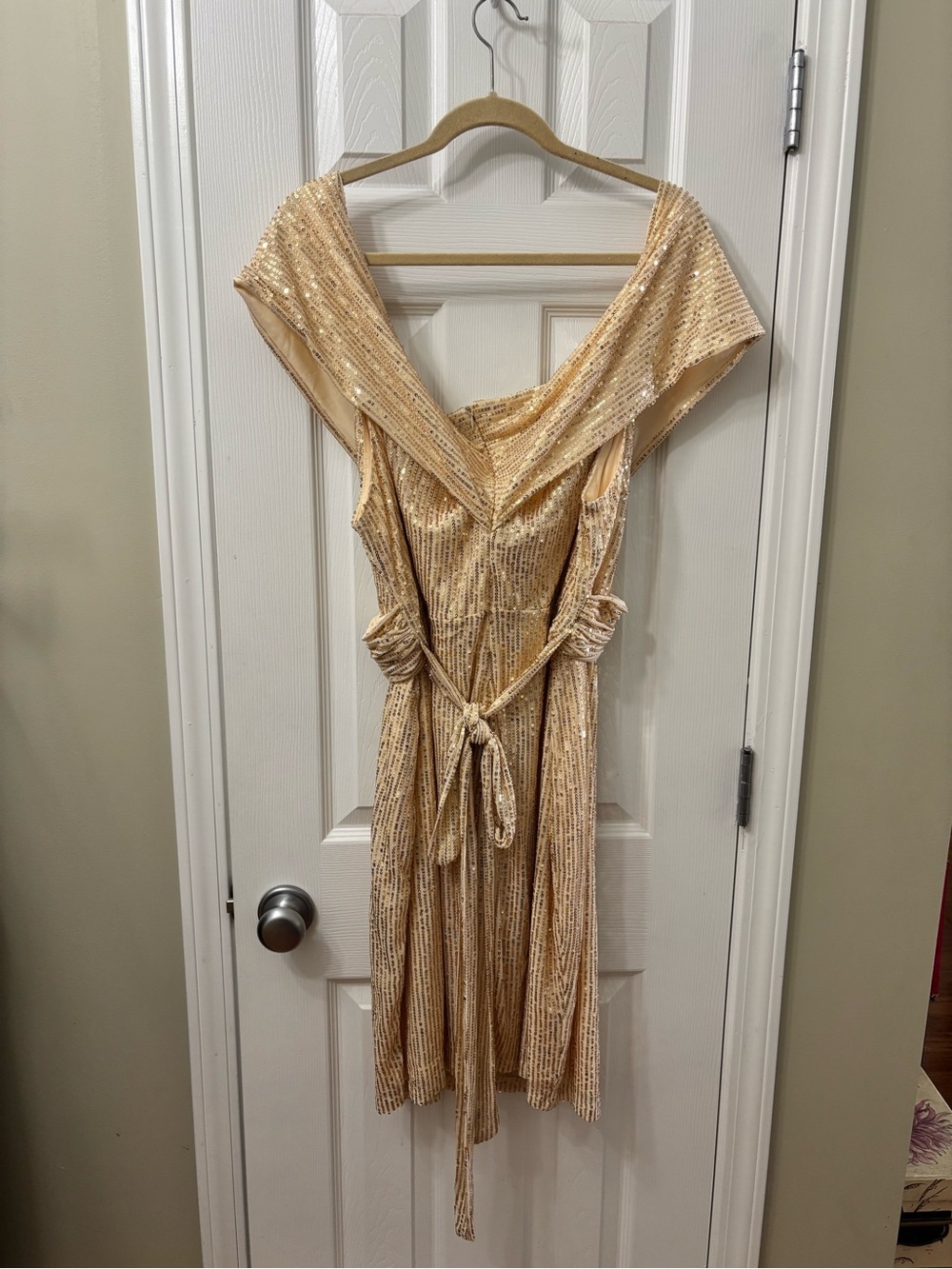 NWT X Plus Wear Gold Sequin Off Shoulder Wrap Dress Size 3X Versatile Style - Picture 7 of 8